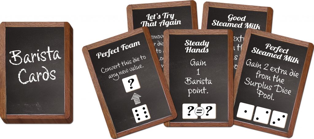 dice manipulation cards for latte throwdown game
